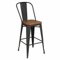 Tabouret de bar en métal noir et bois