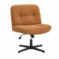 Chaise pivotante en velours côtelé marron avec base métallique noire