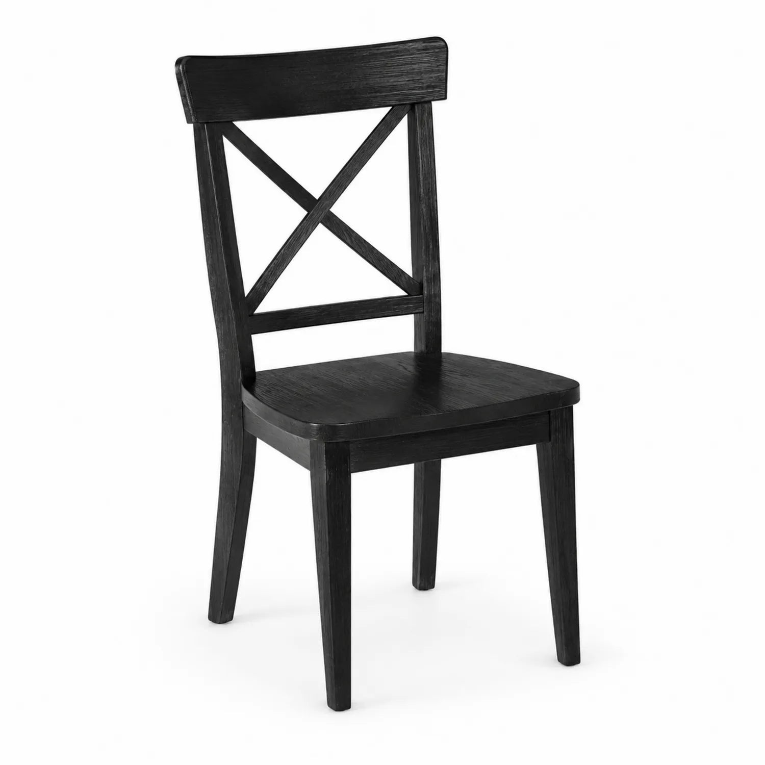 Chaise en bois massif noire dossier croisé 45x45x85 cm
