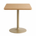 Table carrée en bois avec base en métal, hauteur 75 cm