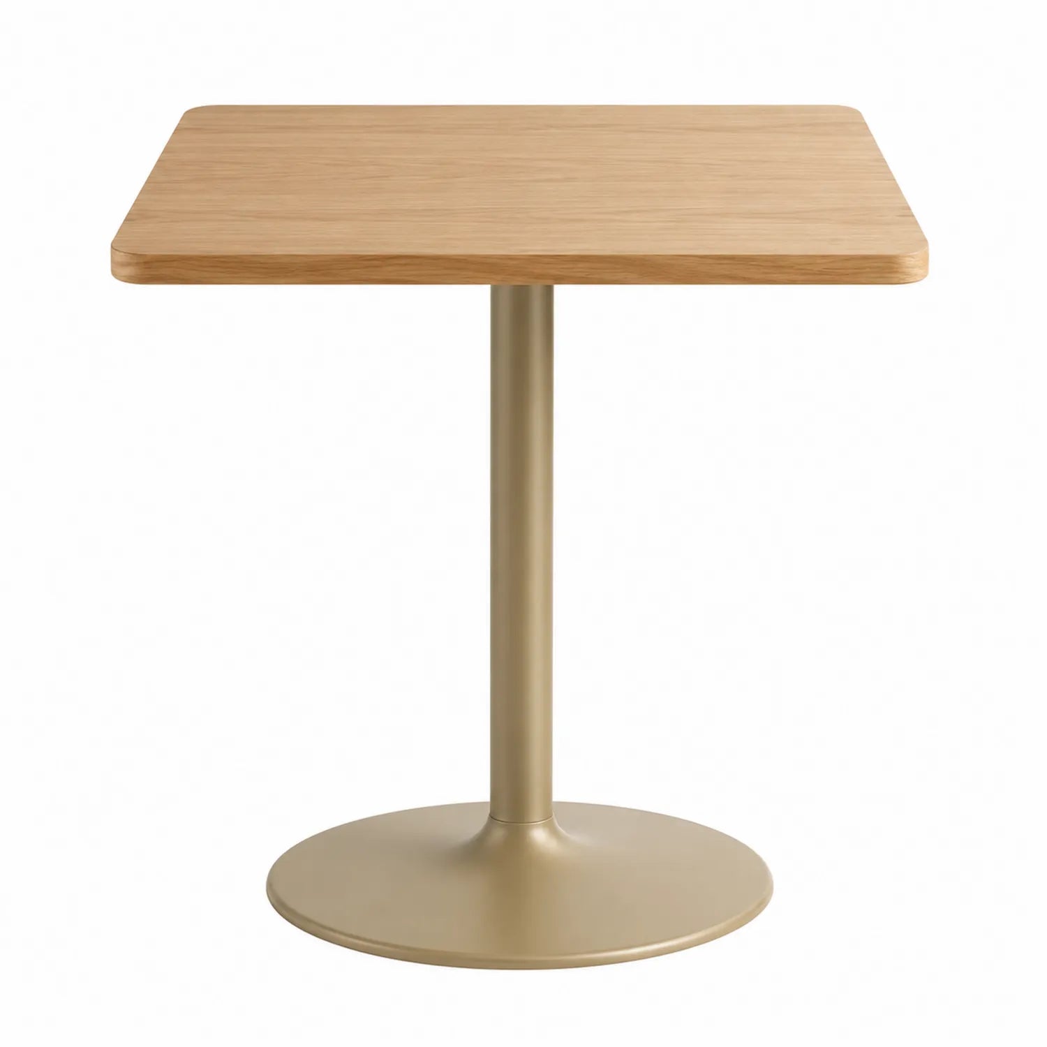 Table carrée en bois avec base en métal, hauteur 75 cm