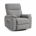 Fauteuil inclinable tissu lin gris avec repose-pieds rotatif