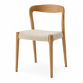 Chaise en chêne massif et tissu beige