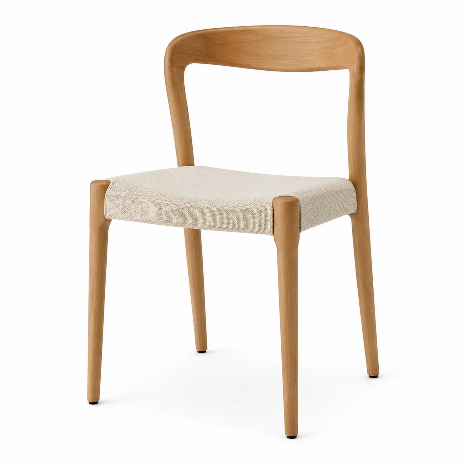 Chaise en chêne massif et tissu beige