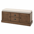 Banc de rangement en bois avec coussin en tissu