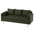 Canapé 3 places en tissu polyester Vert avec pieds en métal