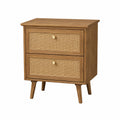 Table de chevet en bois et rotin 2 tiroirs 60 cm