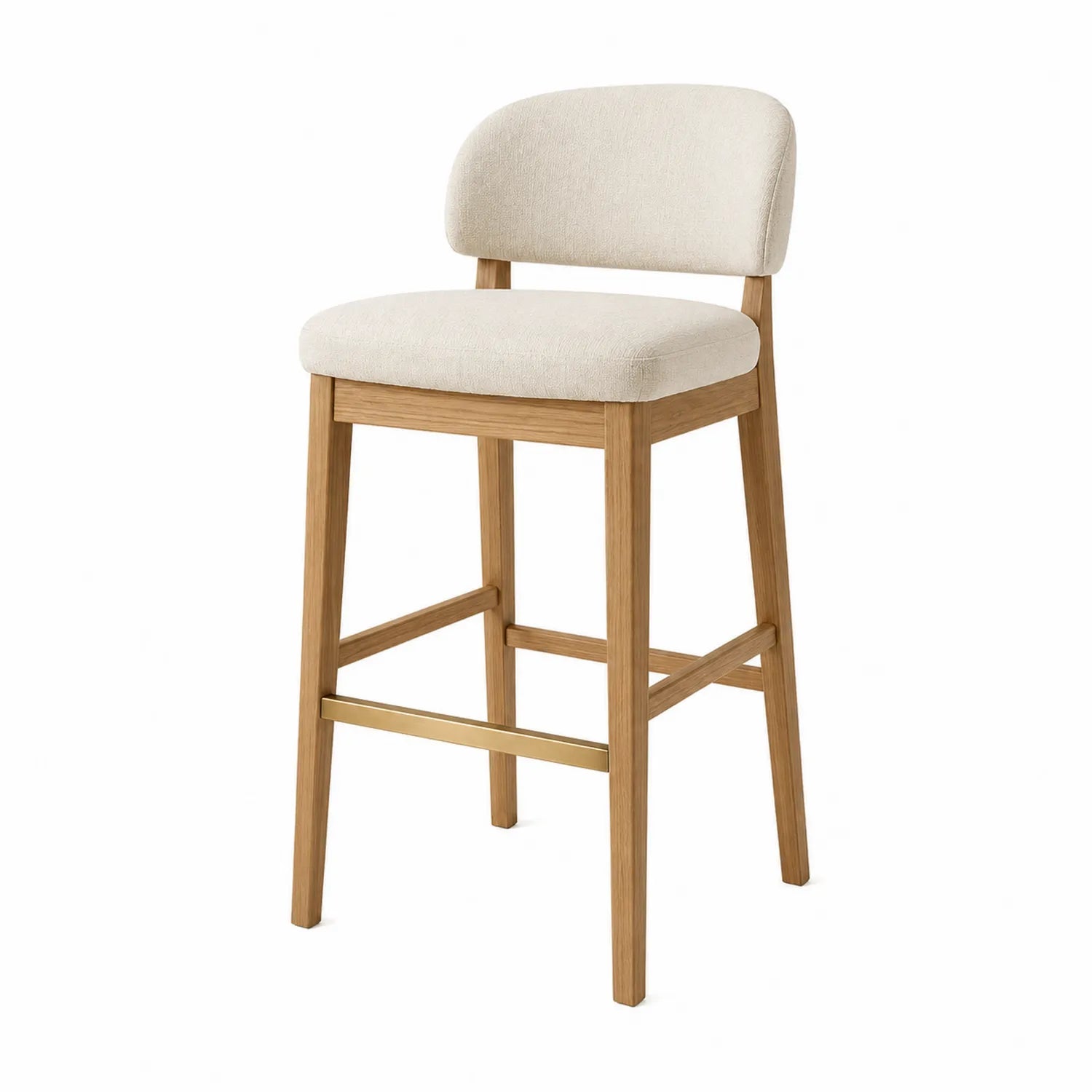 Tabouret de bar en toile de polyester et chêne 105 cm Beige