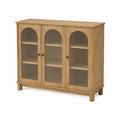 Armoire en bois avec portes en verre cannelé