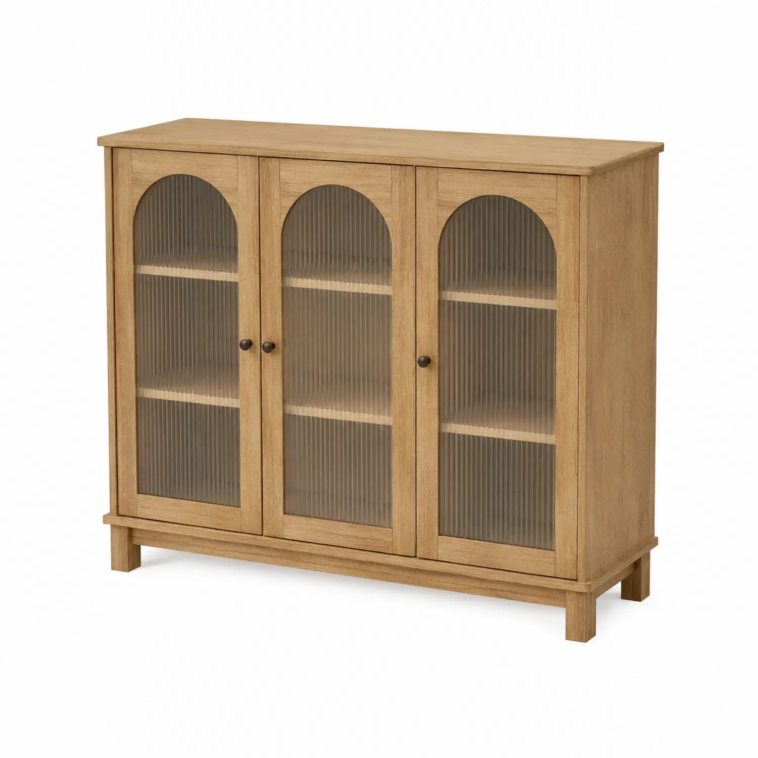 Armoire en bois avec portes en verre cannelé