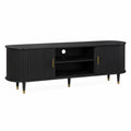 Meuble TV en bois MDF noir avec étagères et portes 180x40x50 cm