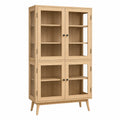 Vitrine en Bois avec Portes en Verre et 4 Étagères