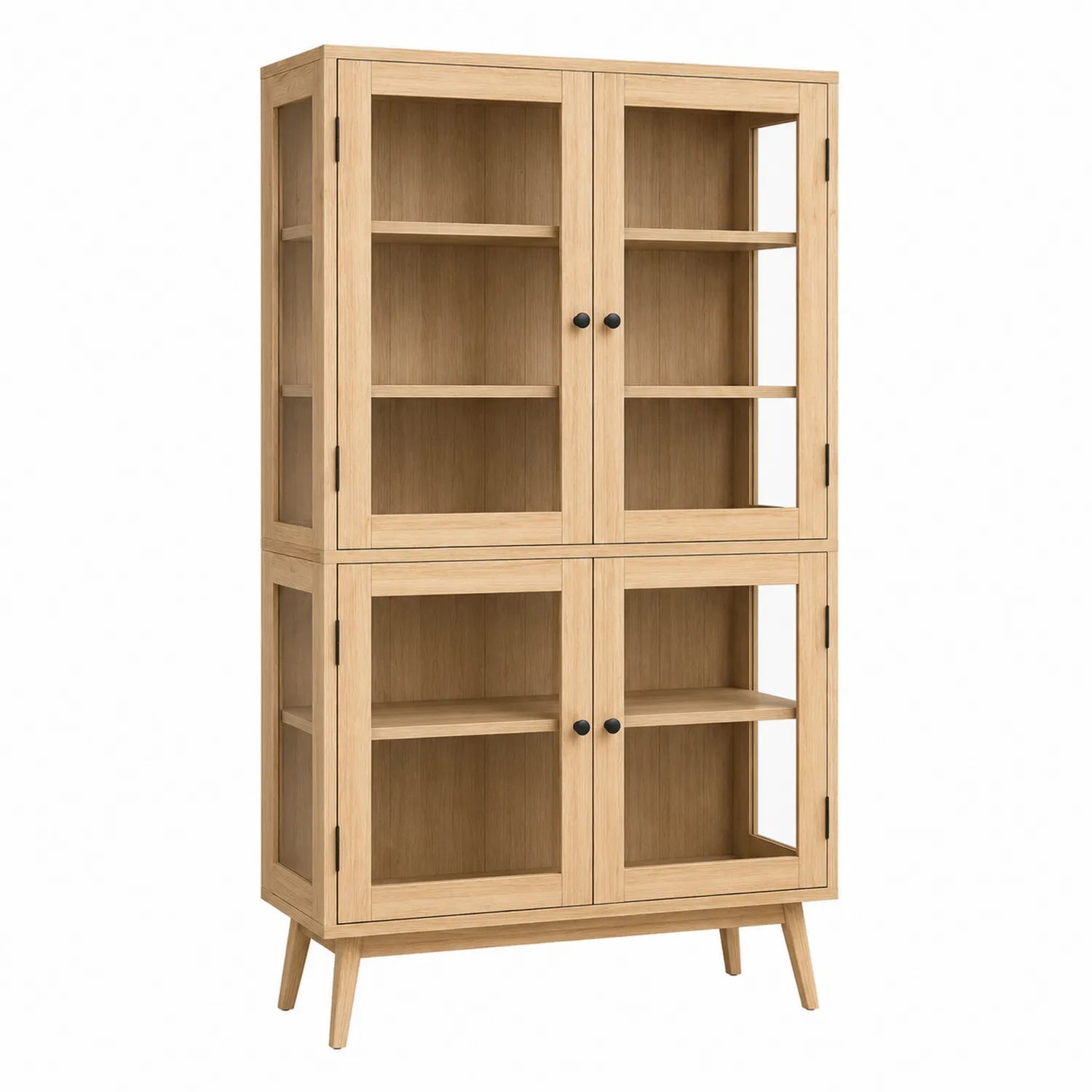 Vitrine en Bois avec Portes en Verre et 4 Étagères