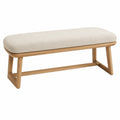 Banc en bois et lin beige 140x45x40 cm