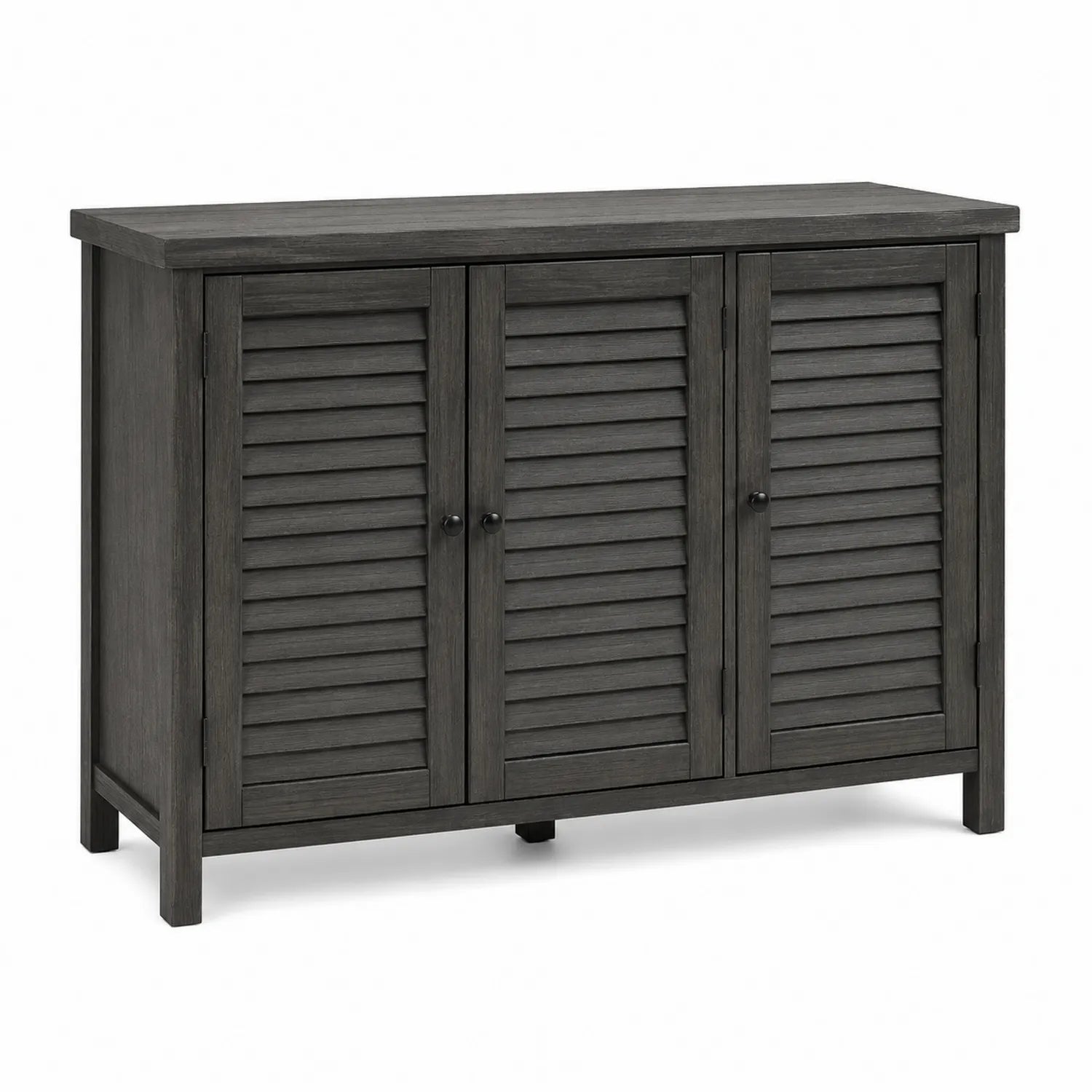 Armoire à chaussures en bois avec portes persiennes gris 120x35x85 cm