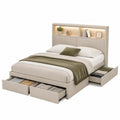 Lit en tissu polyester avec rangement et étagère rétroéclairée 200x160 cm