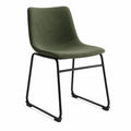 Chaise en tissu polyester vert avec piètement en acier noir