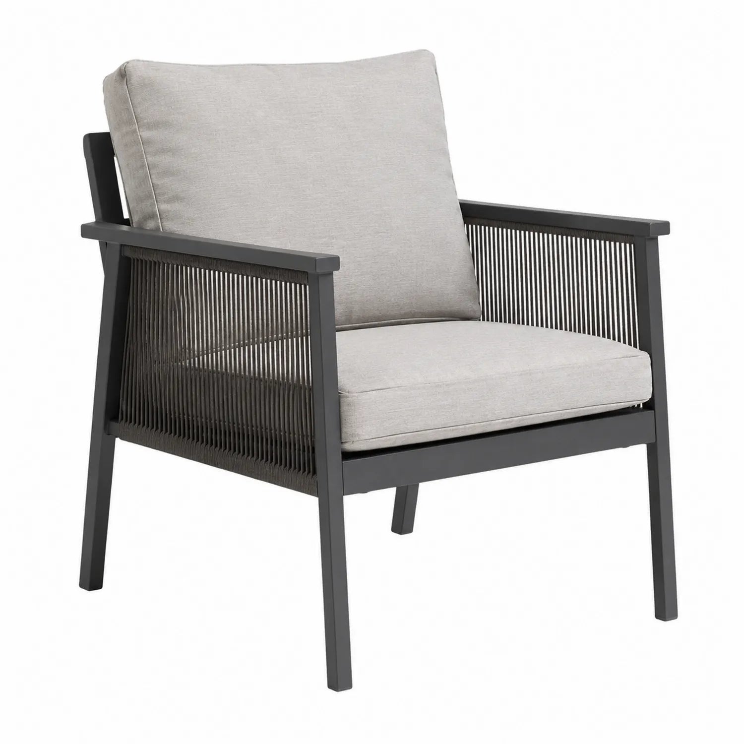 Fauteuil d'extérieur aluminium corde gris clair 75x80x85 cm