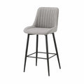 Tabouret de bar en tissu polyester gris avec pieds en métal noir 105 cm