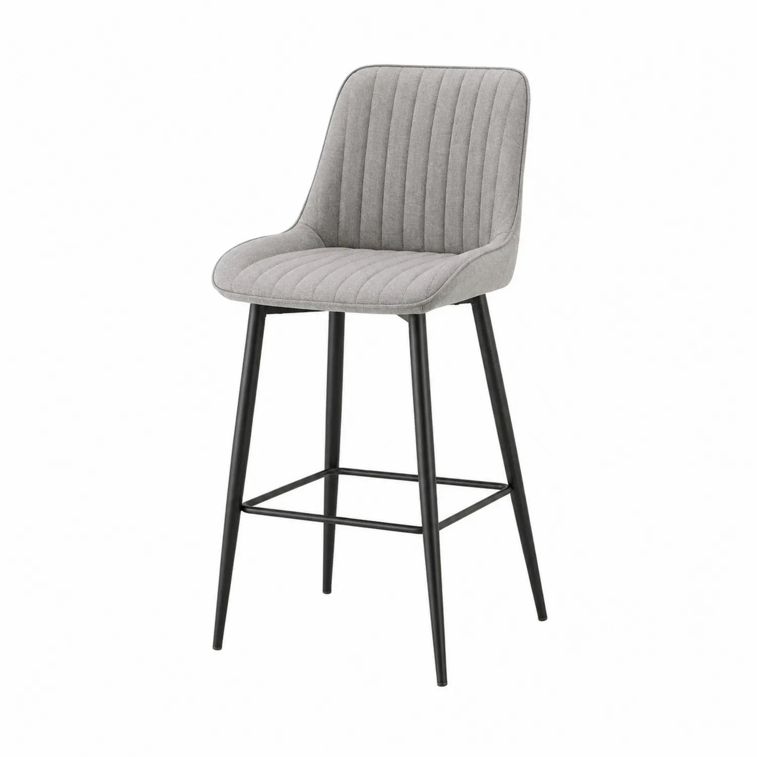 Tabouret de bar en tissu polyester gris avec pieds en métal noir 105 cm