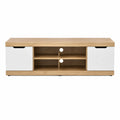 Meuble TV en bois et MDF avec portes blanches
