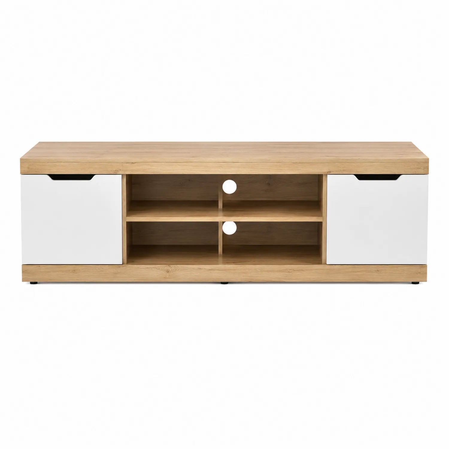 Meuble TV en bois et MDF avec portes blanches