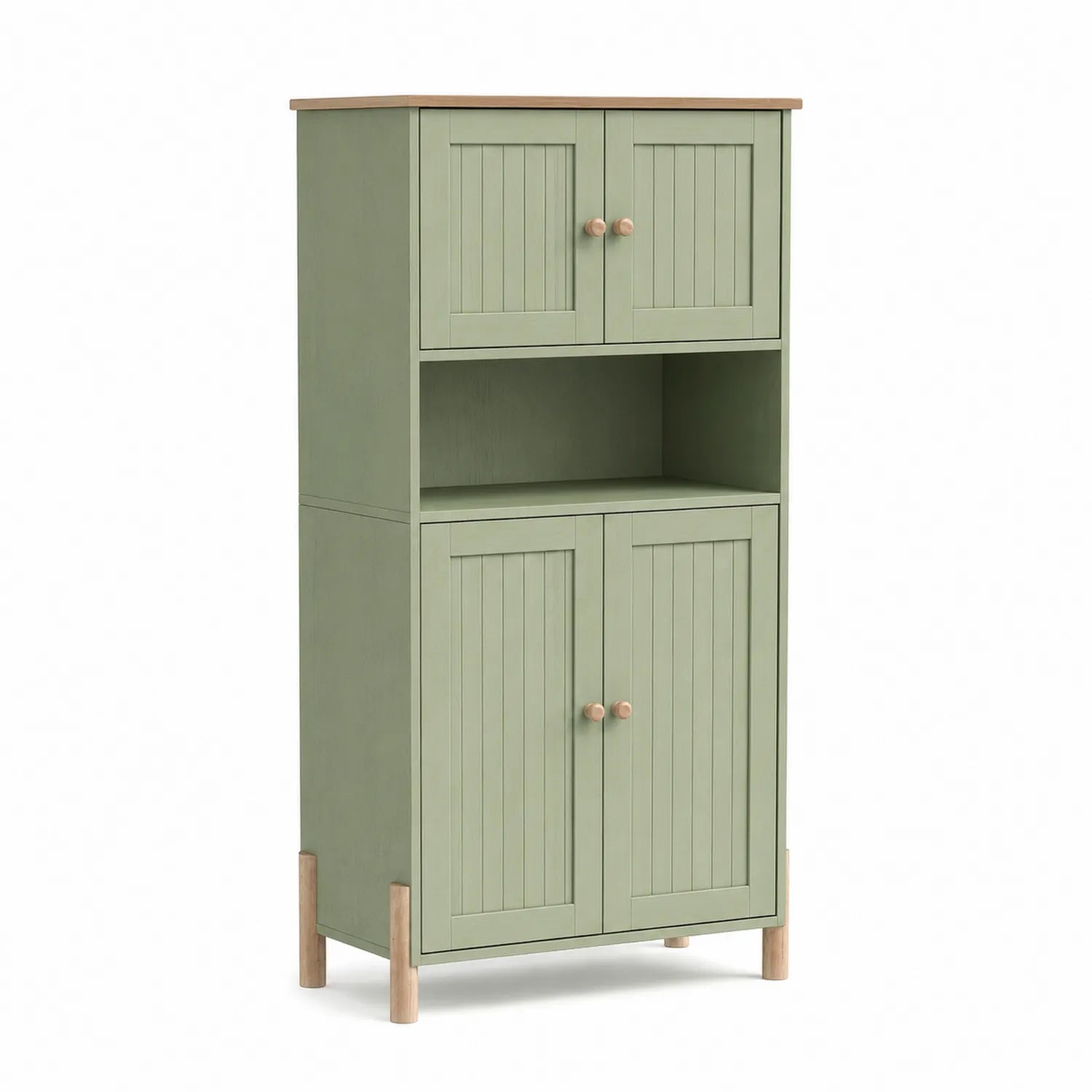 Armoire de rangement en bois avec quatre portes Vert 180x80x35cm