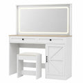 Coiffeuse avec Miroir LED en Bois Blanc et Composite