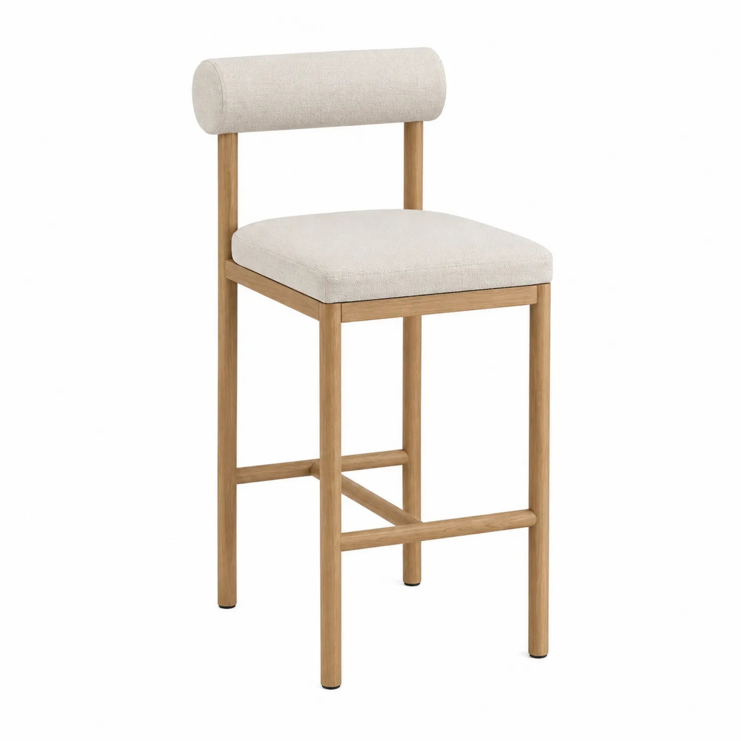 Tabouret de bar en bois avec assise en tissu beige