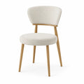 Chaise en tissu polyester beige avec structure en bois de hêtre