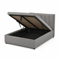 Lit en tissu gris avec rangement 200x160 cm