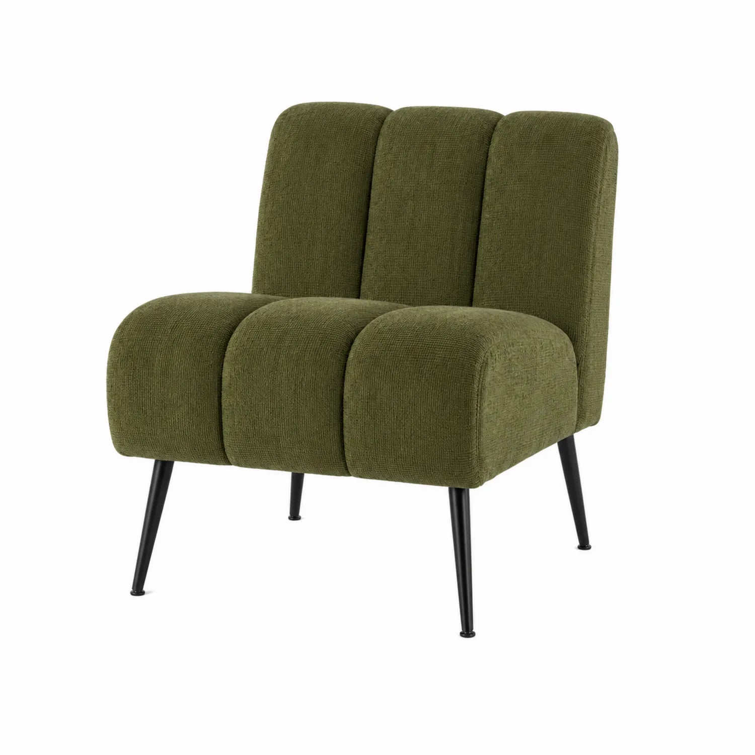 Chaise en Tissu Chenille Vert avec Pieds Métalliques