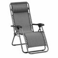Chaise Longue Pliante en Acier et Polyester Gris